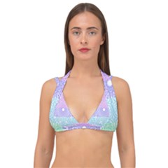 Vintage Pastel Mandala White Double Strap Halter Bikini Top