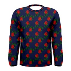 Red Roses Dark Blue Men s Long Sleeve Tee by snowwhitegirl