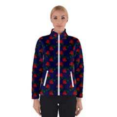 Red Roses Dark Blue Winter Jacket by snowwhitegirl