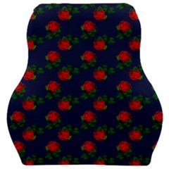 Red Roses Dark Blue Car Seat Velour Cushion  by snowwhitegirl