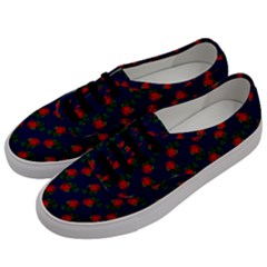 Red Roses Dark Blue Men s Classic Low Top Sneakers by snowwhitegirl