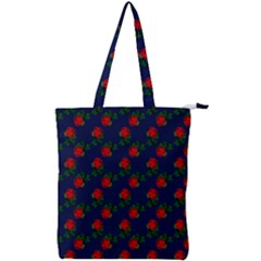 Red Roses Dark Blue Double Zip Up Tote Bag by snowwhitegirl