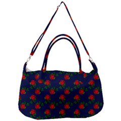 Red Roses Dark Blue Removal Strap Handbag by snowwhitegirl