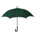 Red Roses Teal Green Hook Handle Umbrellas (Small) View3