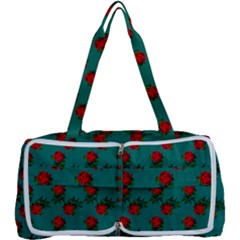 Red Roses Teal Green Multi Function Bag