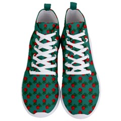 Red Roses Teal Green Men s Lightweight High Top Sneakers by snowwhitegirl