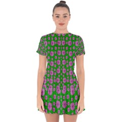 Bloom In Peace And Love Drop Hem Mini Chiffon Dress by pepitasart