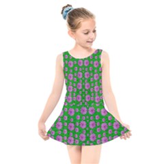 Bloom In Peace And Love Kids  Skater Dress Swimsuit by pepitasart