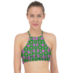 Bloom In Peace And Love Racer Front Bikini Top by pepitasart