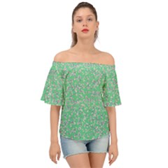 Green Violet Off White Spring Fling Flora   Off Shoulder Short Sleeve Top by 1dsign