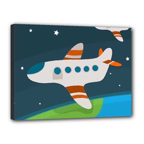 Plane Aircraft Flight Canvas 16  X 12  (stretched) by Simbadda