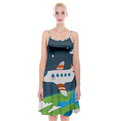 Plane Aircraft Flight Spaghetti Strap Velvet Dress