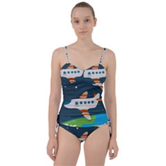 Plane Aircraft Flight Sweetheart Tankini Set by Simbadda