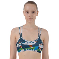 Plane Aircraft Flight Line Them Up Sports Bra by Simbadda