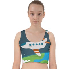 Plane Aircraft Flight Velvet Racer Back Crop Top by Simbadda