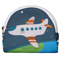 Plane Aircraft Flight Horseshoe Style Canvas Pouch by Simbadda