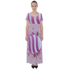 Easter Egg Colorful Spring Color High Waist Short Sleeve Maxi Dress by Simbadda