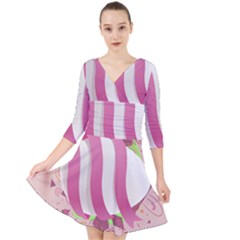 Easter Egg Colorful Spring Color Quarter Sleeve Front Wrap Dress by Simbadda