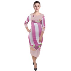 Easter Egg Colorful Spring Color Quarter Sleeve Midi Velour Bodycon Dress by Simbadda