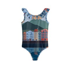 Traveling Travel Tourism Vacation Kids  Frill Swimsuit by Simbadda