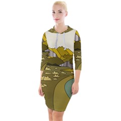 Travel Destination Landscape Nature Quarter Sleeve Hood Bodycon Dress by Simbadda