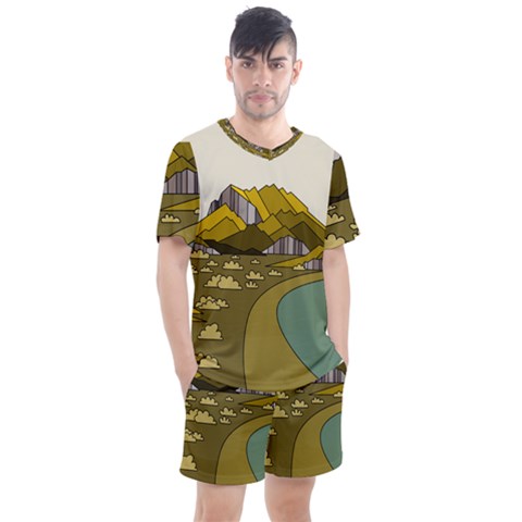 Travel Destination Landscape Nature Men s Mesh Tee And Shorts Set by Simbadda