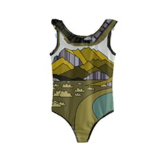 Travel Destination Landscape Nature Kids  Frill Swimsuit by Simbadda