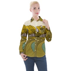 Travel Destination Landscape Nature Women s Long Sleeve Pocket Shirt