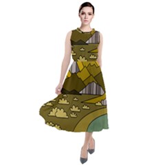 Travel Destination Landscape Nature Round Neck Boho Dress