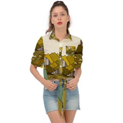 Travel Destination Landscape Nature Tie Front Shirt 