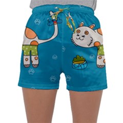 Paint Kitten Cats Cat Cute Paw Sleepwear Shorts by Simbadda