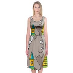 Kids Drawing Children Artwork Art Midi Sleeveless Dress by Simbadda