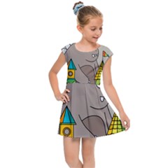 Kids Drawing Children Artwork Art Kids  Cap Sleeve Dress by Simbadda