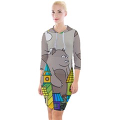 Kids Drawing Children Artwork Art Quarter Sleeve Hood Bodycon Dress by Simbadda