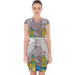 Kids Drawing Children Artwork Art Capsleeve Drawstring Dress  by Simbadda