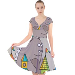 Kids Drawing Children Artwork Art Cap Sleeve Front Wrap Midi Dress by Simbadda