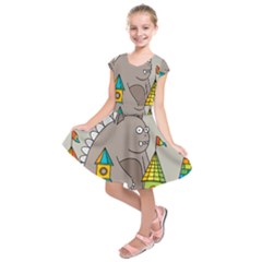 Kids Drawing Children Artwork Art Kids  Short Sleeve Dress by Simbadda