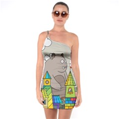 Kids Drawing Children Artwork Art One Soulder Bodycon Dress by Simbadda