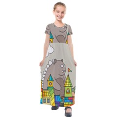 Kids Drawing Children Artwork Art Kids  Short Sleeve Maxi Dress by Simbadda