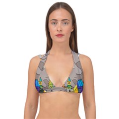 Kids Drawing Children Artwork Art Double Strap Halter Bikini Top