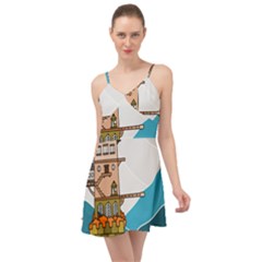 Art Artwork Drawing Painting Summer Time Chiffon Dress