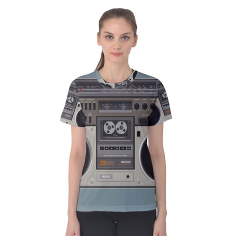 Radio Cassette Speaker Sound Audio Women s Cotton Tee by Simbadda