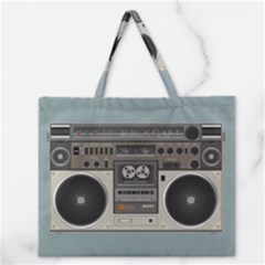 Radio Cassette Speaker Sound Audio Zipper Large Tote Bag by Simbadda