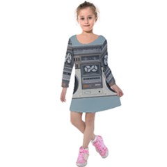 Radio Cassette Speaker Sound Audio Kids  Long Sleeve Velvet Dress by Simbadda