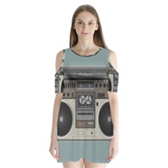 Radio Cassette Speaker Sound Audio Shoulder Cutout Velvet One Piece by Simbadda