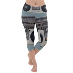 Radio Cassette Speaker Sound Audio Lightweight Velour Capri Yoga Leggings