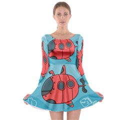 Dive Scuba Ocean Sea Water Fish Long Sleeve Skater Dress by Simbadda