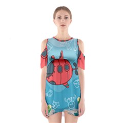 Dive Scuba Ocean Sea Water Fish Shoulder Cutout One Piece Dress by Simbadda