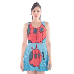 Dive Scuba Ocean Sea Water Fish Scoop Neck Skater Dress by Simbadda