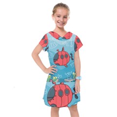 Dive Scuba Ocean Sea Water Fish Kids  Drop Waist Dress by Simbadda